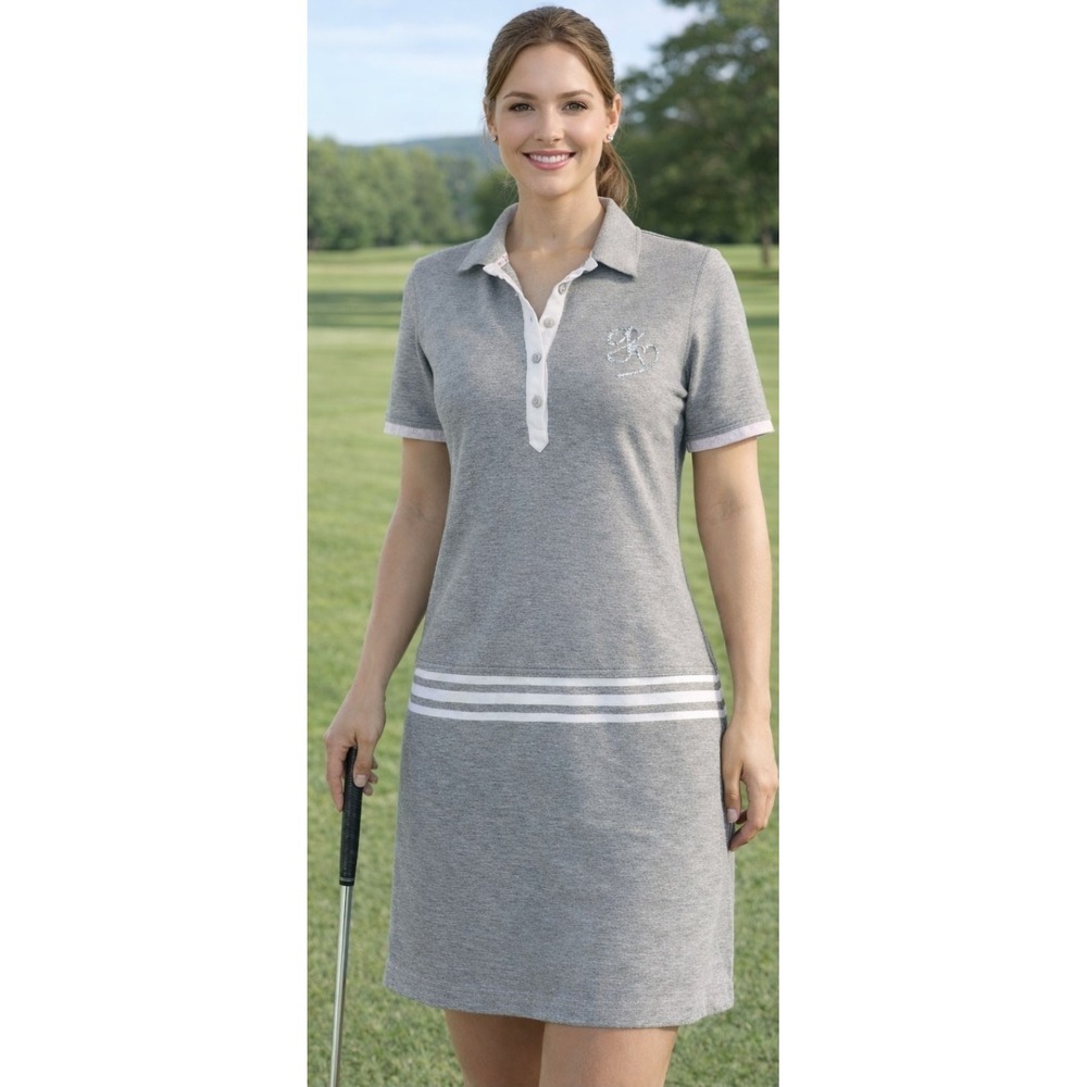 Star Birdie Womens Size S Gray Golf Polo Dress "Girls Golf We ❤️ Birdies"